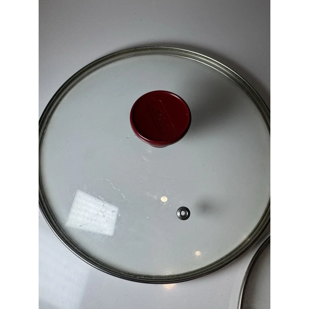 Replacement T-FAL Glass Lid Covers Top RED Handle Vent Hole Set Of 3
